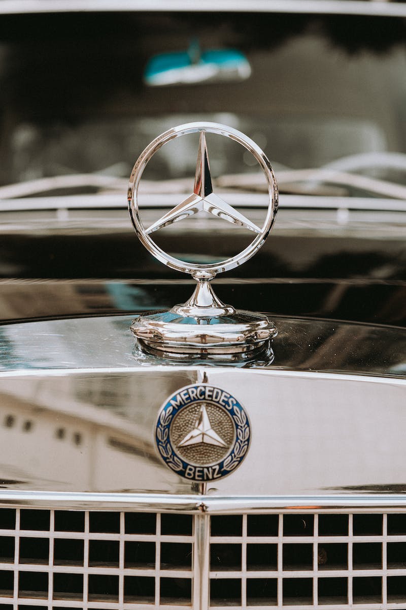Close-up of the Logo of a Vintage Mercedes Car