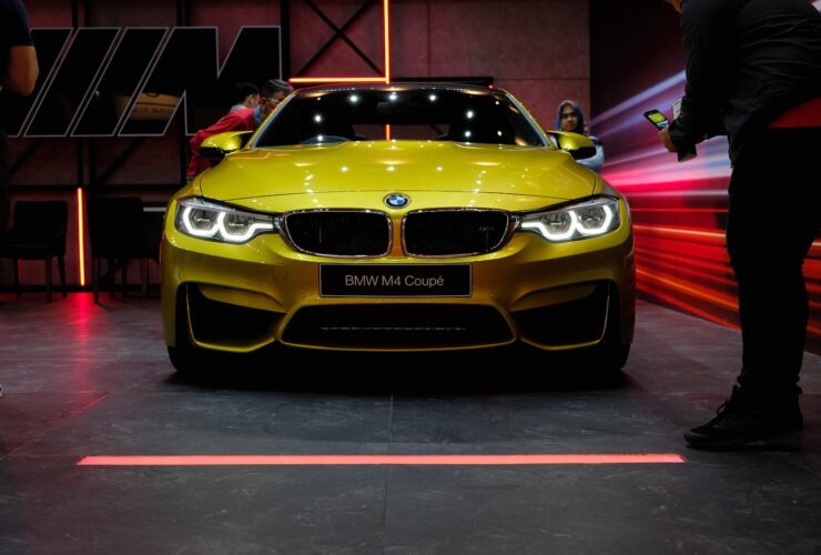 yellow BMW car