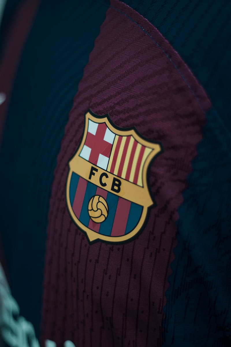 Close-up of a Logo of the FC Barcelona Football Club