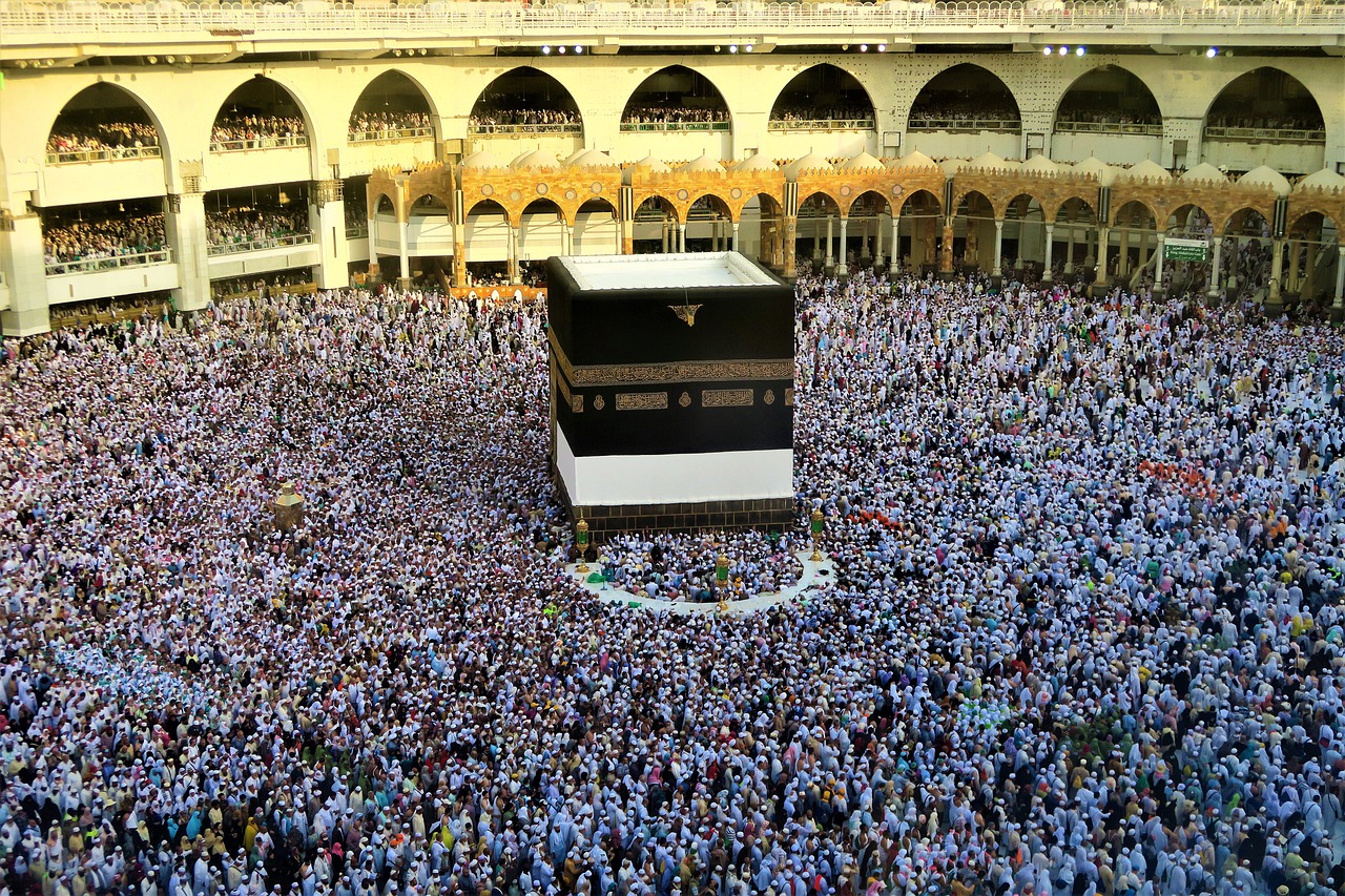 mosque, crowd, worship