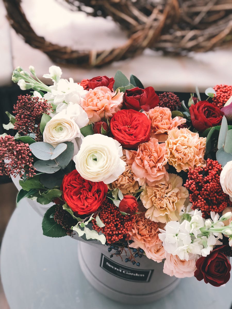 White, Red, Orange, and Brown Flowers