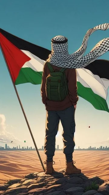 خلفيات شباب مع علم فلسطين