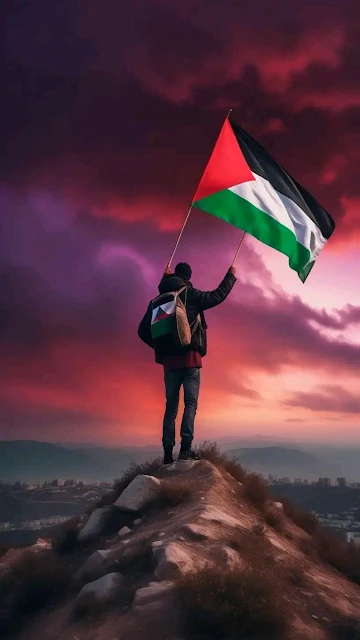 صور علم فلسطين مع شاب